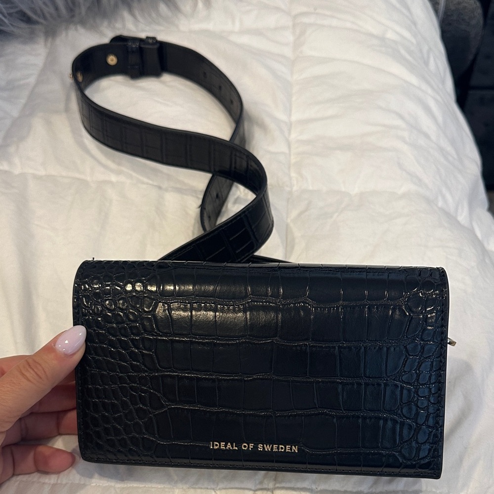Black Croc Crossbody Bag